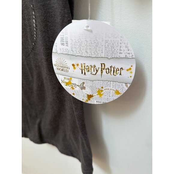 Harry Potter Gray Graphic Tee Size M Wizarding World Glitter Text Womens Shirt n - Picture 3 of 5
